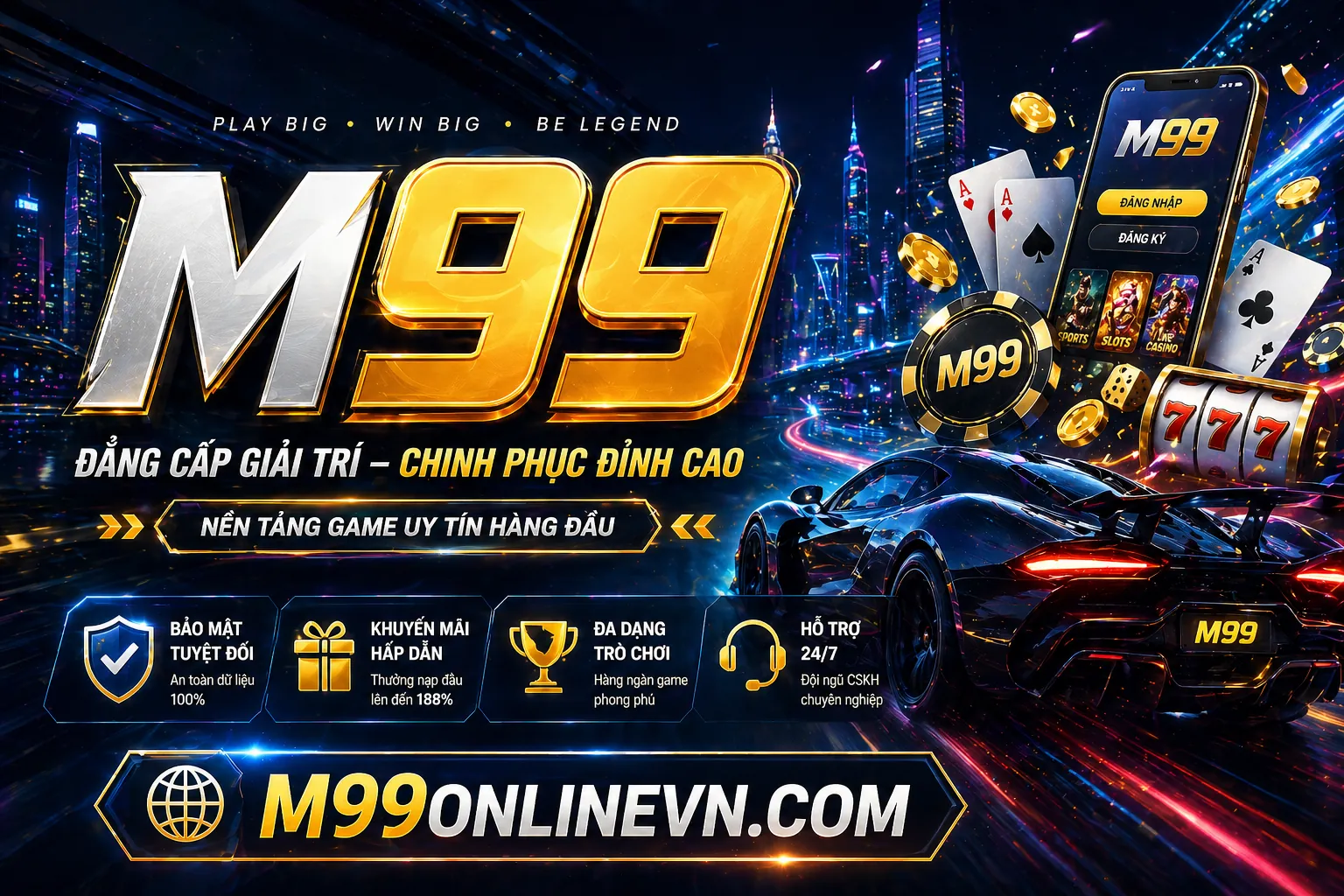 Hình ảnh nền M99 Casino với các trò chơi và ưu đãi hấp dẫn
